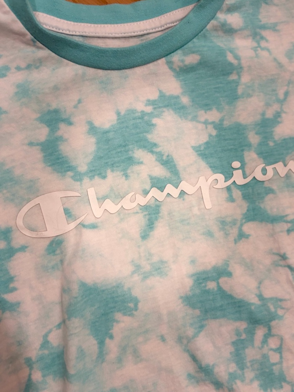 Champion Kids Aqua & White Tie-Dye Logo Tee - Picture 3 of 5